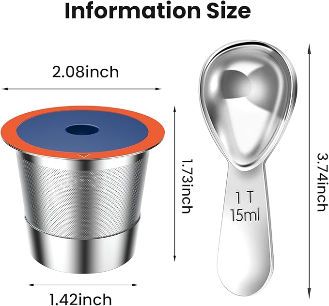 Stainless Steel Reusable K Cups for Keuring 2.0& 1.0, Reusable Coffee Pods for Keuring Coffee Maker,2 Pack K Cups with 1 Pack Scoop, Permanent Filters (2Pack)