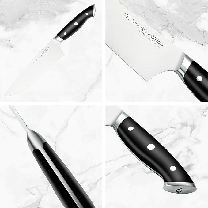 8” Chef Knife – Razor Sharp German Steel DIN1.4116 – All-Purpose Kitchen Knife for Slicing, Dicing & Chopping – Full Tang & Ergonomic Handle – Home Essential Kitchen Knife – Gift Box – Velina series