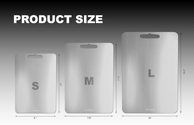 Pure Titan® Titanium Cutting Board - Stainless Steel Alternative, Knife-Friendly & Easy to Clean Great Gift for the Modern Man or Woman Mini cutting board non toxic Camping cutting board for meat (S)