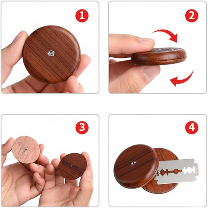 Doczen Bread Lame for Sourdough Bread Baking, Professional Wooden Dough Scoring Tool with 5 Blades & Leather Cover - UFO Design - Lotus Patterns