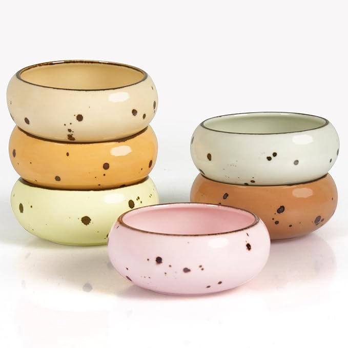 Small Hand Craft Dessert Bowls - 12oz, Set of 6 - Microwave, Oven, Dishwasher Safe, Ice Cream, Soup, Snacks, Rice, Cereal, Chili, Side Dishes Dips, Ideal Gift - Blossom Assorted Colors