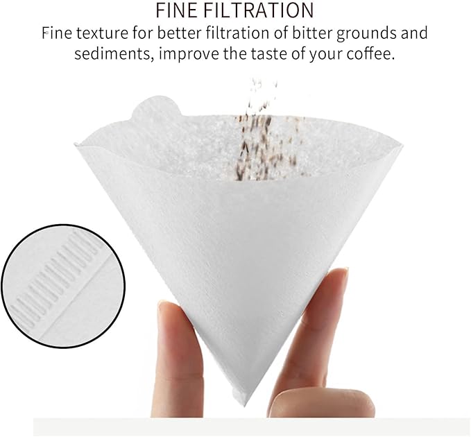 Coffee Filters, Size 02 White Cone Filters, 200 Count Disposable Natural Paper Filters 2-4 Cup, 02 Cone For Pour Over and Drip Coffee Maker
