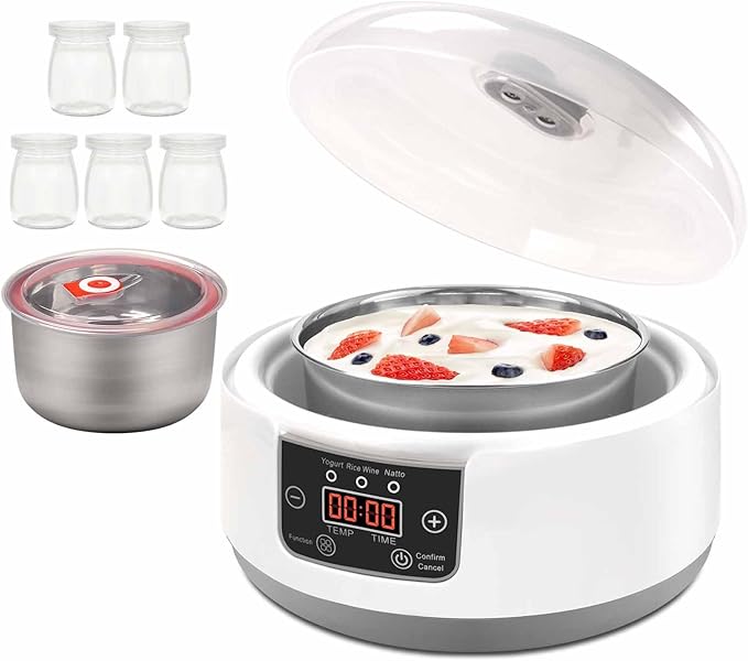 Yogurt Maker Machine, Probiotic Yogurt Maker With Temperature Control, 1.2L Automatic Digital Yogurt Maker With Lcd Display (With 5 Cups)