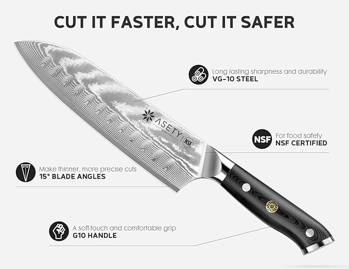 Damascus Kitchen Knife Set 3 PCS: NSF Food-Safe Japanese Knives with VG10 Steel Core, Ultra-Sharp Professional Chef Knife Set and Full Tang G10 Handle, Elegant Box