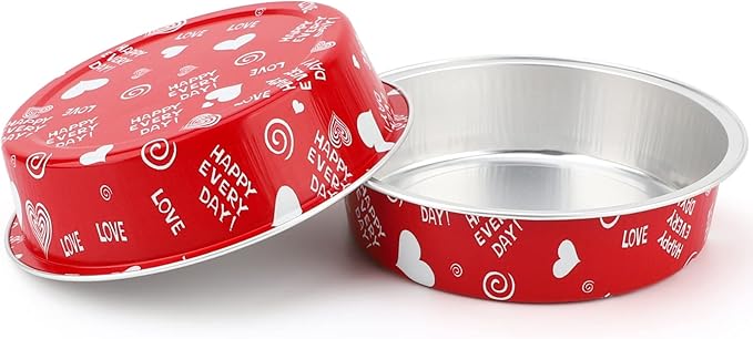 Beasea Mini Pie Pans with Lids Disposable, Set of 100 Pack 4” 8oz Red Aluminum Baking Foil Tins Small Round Tart Container for Individual Cupcake Cheesecake Ramekin Dessert Muffin Quiche Oven Dishes