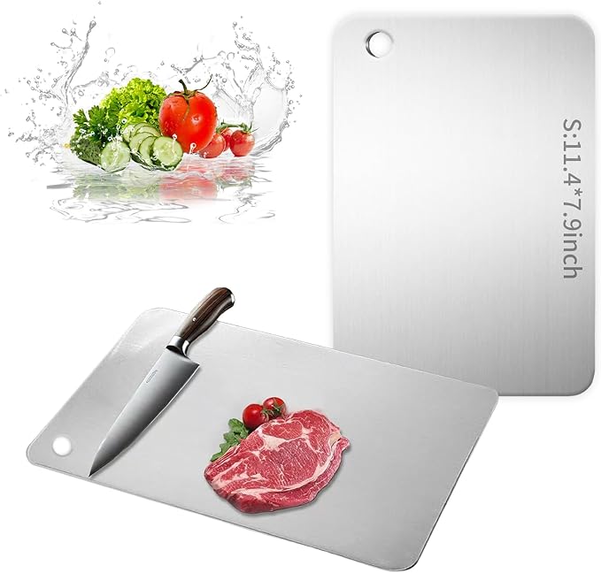 Katuchef Titanium Cutting Boards for Kitchen,Katu Chef Cutting Board,Double-Sided Food-Grade Pure Cut Titanium Chopping Board for Vegetables (11.4IN*7.9IN)