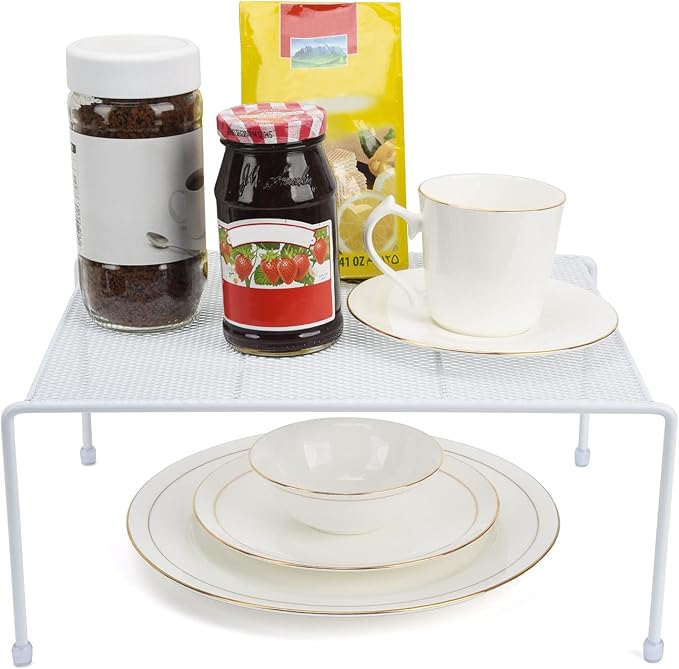 Set of 2 Mesh Kitchen Shelves Cabinet Storage Shelf Rack (13.1 x 10.2 Inch) ,Kitchen Bathroom Pantry Cupboard Desk Home Office, Fridge, Cabinet, Bathroom Cupboard (White)