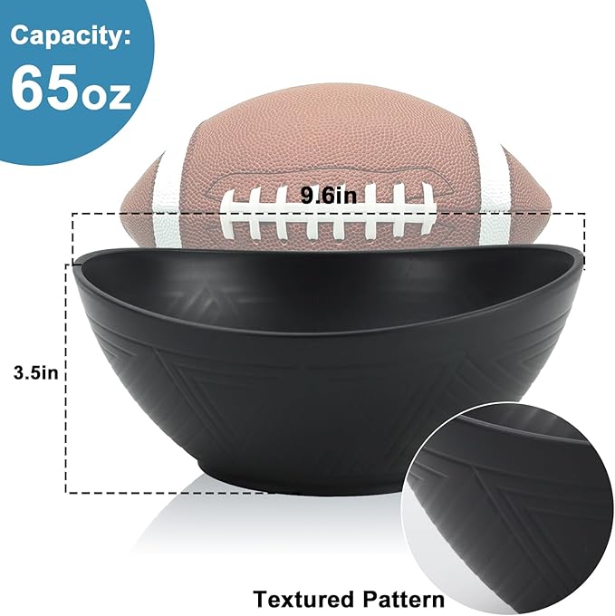 65 OZ Large Salad Bowls, Unbreakable Wheat Straw Bowls Set 4 PCS, Large Plastic Bowl Reusable, Microwave & Dishwasher Safe Kitchen Bowl for Salad, Cereal, Soup and Popcorn (Black)