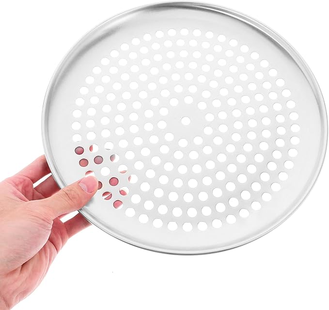 Yardwe Perforated Pizza Baking Tray 10-Inch Stainless Steel Pizza Pan with Holes Ideal for Home Oven and Restaurant Use