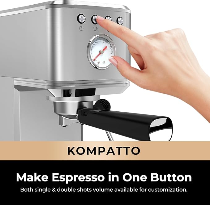 CHULUX Slim Espresso Machine with Milk Frother Steam Wand, 20 Bar Professional Italian Pump Espresso Coffee Machine for Home Cappuccino & Latte Maker, Silver