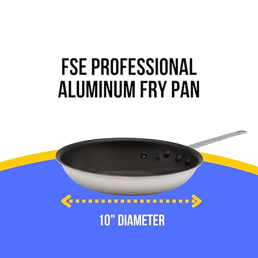 FSE 10" Professional Aluminum Fry Pan, Non-Stick Open Skillet, 3.0 mm Thick Aluminum Construction