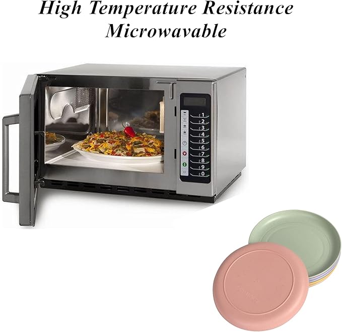 Wheat Straw Plates Lightweight Unbreakable Dinner Dishes Plates Set Dishwasher & Microwave Safe (Small 6 Pack 5.9')