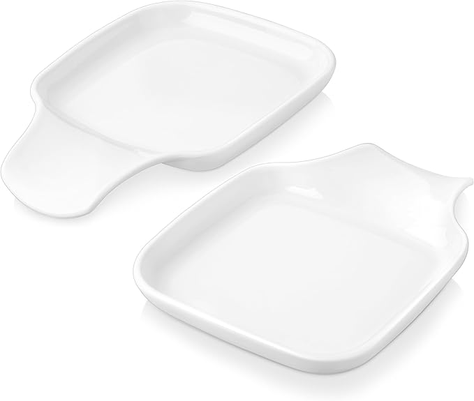 MALACASA Spoon Rest, Large Spoon Rests for Stove Top, Porcelain Spoon Holder for Kitchen Counter, Utensils Rests, Cooking Spoon Holders for Spatula Ladle Tongs, Ivory White, Series REGULAR