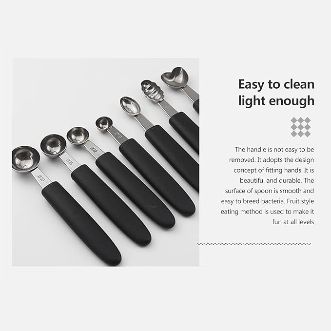7Pcs Melon Baller Scoop Set, Stainless Steel Ball Spoon, Smooth Round Melon Balls Melon Scoop, Watermelon Cantaloupe Scooper for Watermelon, Ice Cream, Fruits, Sorbet(#1)