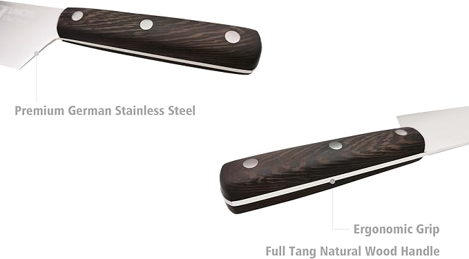 Bread Knife 8 Inch with Sheath - German High Carbon Stainless Steel, Ergonomic Grip Full Tang Wood Handle - Serrated Edge Home Kitchen Knife for Bread Tomatoes & Cake