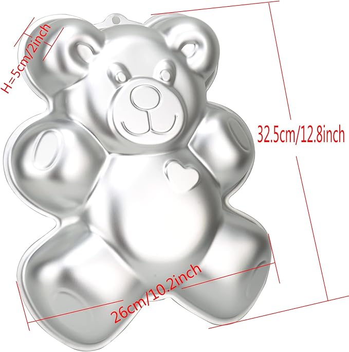 12.8-INCH Bear Cake Pan Mould Aluminum 3D Animal DIY Cake Baking Pan for Birthday, Anniversary, Party, Christmas