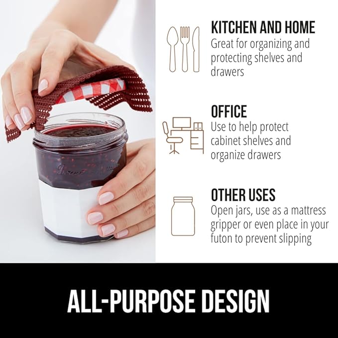 GORILLA GRIP powerGRIP Drawer Shelf and Cabinet Liner, Thick Strong Hold, Non-Adhesive Liners Protect Kitchen Cabinets and Cupboard, Bathroom Drawers, Easy Install, Breathable Mat, 17.5" x20', Red