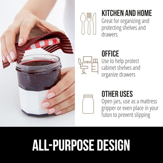 GORILLA GRIP powerGRIP Drawer Shelf and Cabinet Liner, Thick Strong Hold, Non-Adhesive Liners Protect Kitchen Cabinets and Cupboard, Bathroom Drawers, Easy Install, Breathable Mat, 20" x10', Red