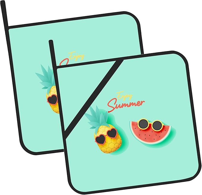 Cute Tropical Fruits Pot Holders Set of 2 Kitchen Heat Resistant Potholders for Microwave Cooking Baking Oven End Dishes and BBQ Gifts for Women