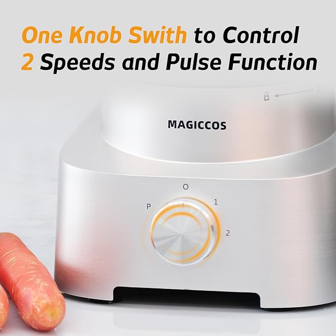 14-Cup Aluminum-Diecast Food-Processor-XL Bowl, Large Chute, 800W Motor & Silver Die-Cast Base, Slicing & Shredding, Chopping & Mixing, For Fries, Cheese, Meat & Veggie Prep, For Home Kitchen