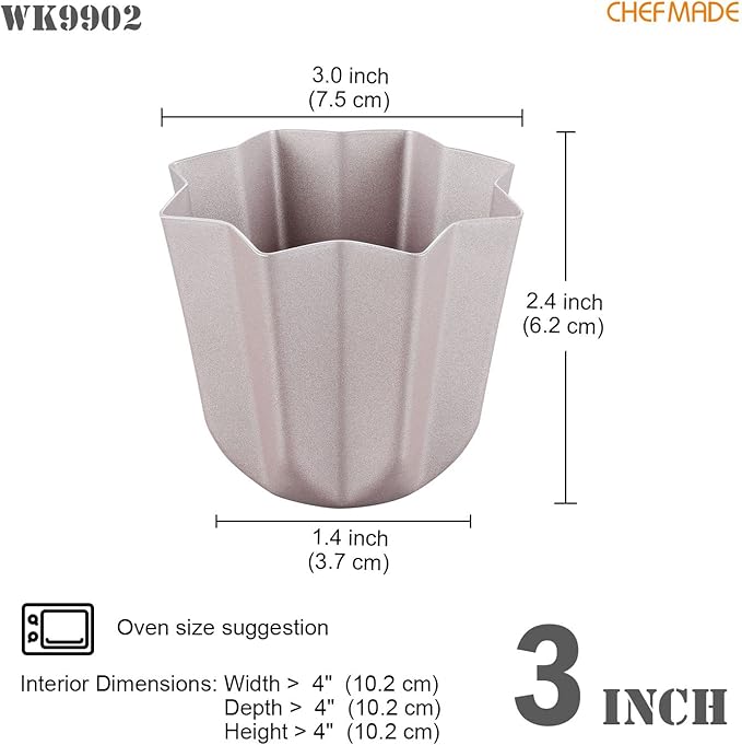 CHEFMADE Pandoros Cake Mold, 3 Inch Non-Stick Small Octagonal Muffin Bakeware for Oven and Instant Pot Baking (Champagne Gold)