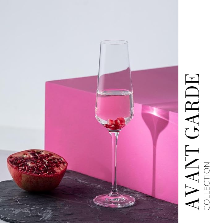Krosno Crystal Champagne Flute Glasses, Set of 6, 6.1 oz, Avant-Garde Collection, Classic Shape for Timeless Style, Ideal for Mimosas, Prosecco, Sparkling Wine, Dishwasher Safe, Made in Europe