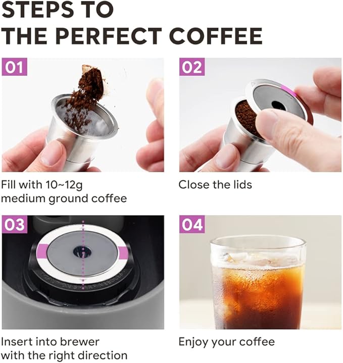 2 Pack Stianless Steel Reusable K Cup Coffee Pods Compatible for K eurig 1.0 & 2.0 Coffee Maker Refillable K-eurig Coffee Filter with A Stainless Steel Spoon