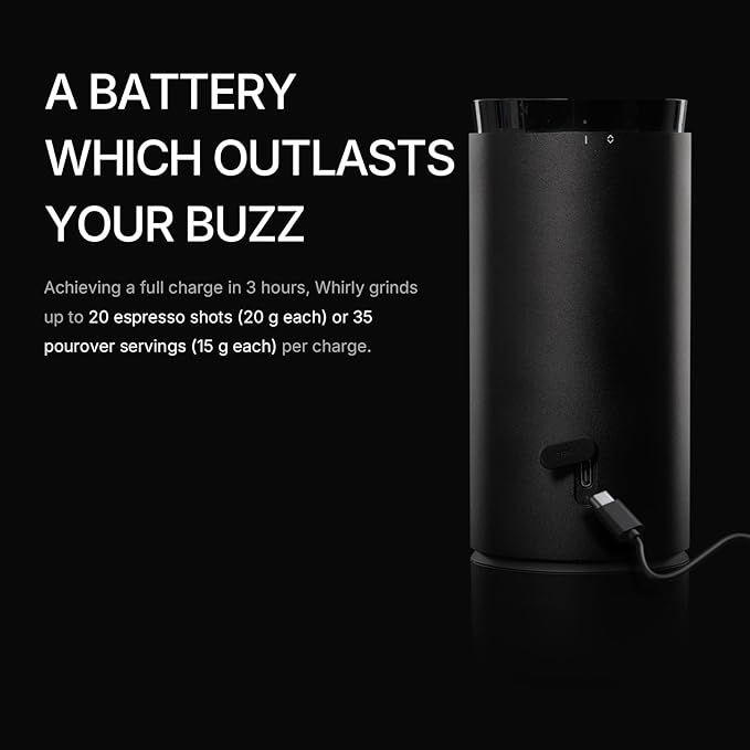 TIMEMORE Electric Coffee Grinder Portable - Adjustable Burr Grinder with 30 Precise Settings, Auto Stop & Clog Protection for Espresso, Pour-Over, French Press Moka,for Home Outdoor Use(Black)