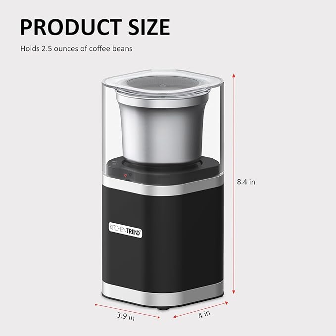 Coffee Bean Grinder Electric, Espresso Grinder for Home Use with Removable Stainless Steel Bowl, 12-Cups Coffee Bean Capacity w/Cleaning Brush (Black)
