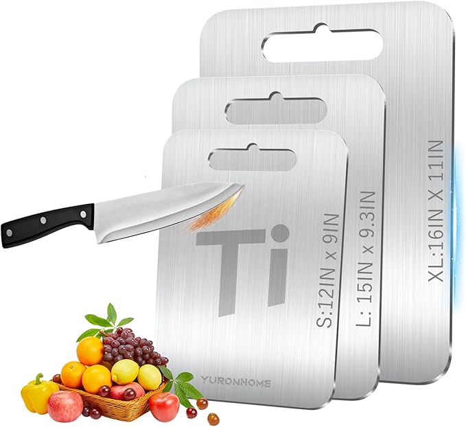 Titanium Cutting Board Set of 3, Cutting Boards for Kitchen, Double-Sided Food-Grade, No toxic, New Upgrade, Hygiene Durable Dishwasher Safe Chopping Board for Meats, Fruits, Vegetables