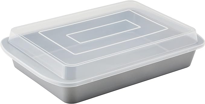 Farberware GoldenBake Bakeware Nonstick Baking Pan/Cake Pan with Lid, Rectangle, Insulated, 9 Inch x 13 Inch - Gray