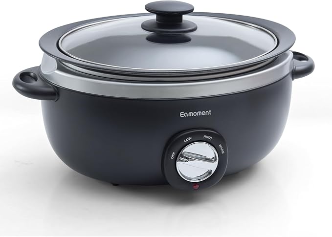 Slow Cooker 6+ Quart Black Uniform Heating,Non Stick Pot,Aluminum,6.5Qt Slow Cooker Makes Your Food More Delicious.Suitable as a Gift for Wives,Parents,and Friends