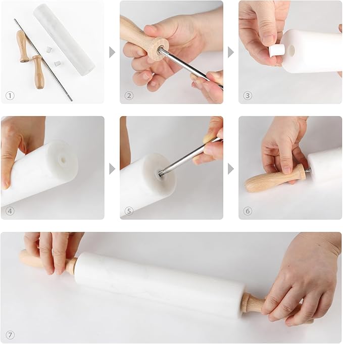 Koville Marble Rolling Pin, Non-Stick African Stone Polished Dough Roller, Pasta, Dumpling, Ravioli, Fondant, Pie Crust, Kitchen Baking Pastry Tools(Namib Fantasy)