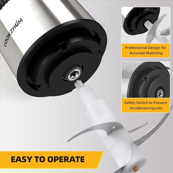 Food Processor,Electric Food Chopper with 500W Stainless Steel Motor & 2 Sharp Blade Sets, 12-Cup Stainless Steel Bowl for Meat, Vegetables, Fruits and Nuts