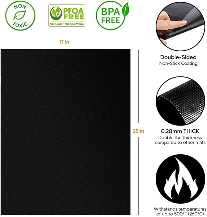 Product image Premium Extra Thick Oven Liners for Bottom of Oven, Non Stick Stove Liners for Bottom of Electric Stove, Reusable Mat Kitchen Accessories, Mat for Electric Gas Grill BPA & PFOA Free