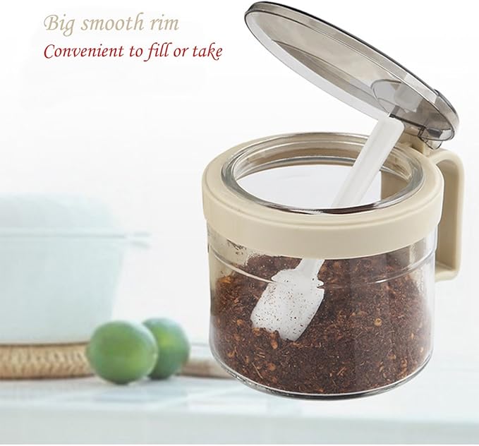 TENTA TENTA KITCHEN Gourmet Seasoning Box with Serving Spoons, Spice Jar Set Condiment Cruet Bottle, Kitchen Supplies,Nice Design for Kitchen (glass)