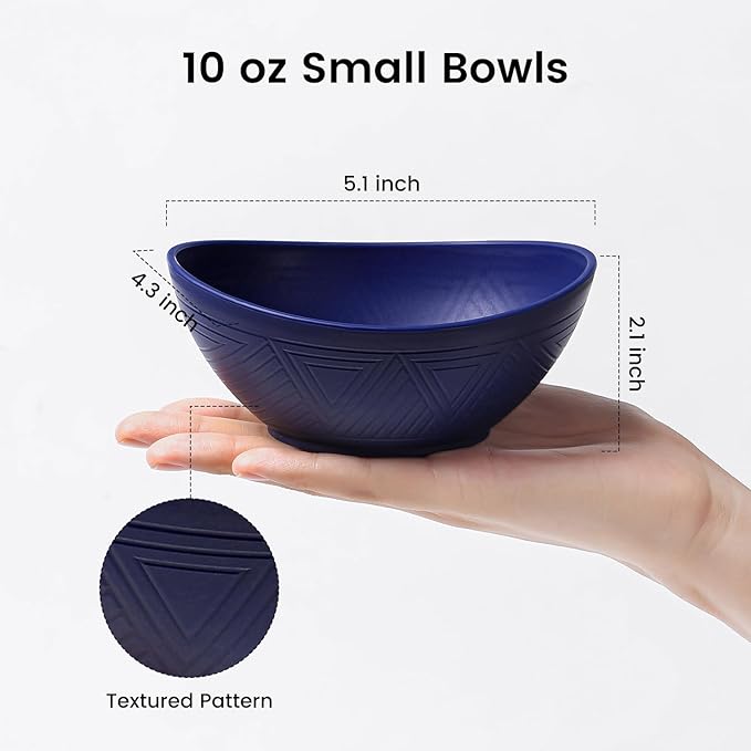 10 oz Small Bowl, Wheat Straw Bowl Sets of 4, Unbreakable and Lightweight Bowls for Kitchen, Plastic Bowls Reusable for Ice Cream, Snack and Dessert (Mondrian Series)