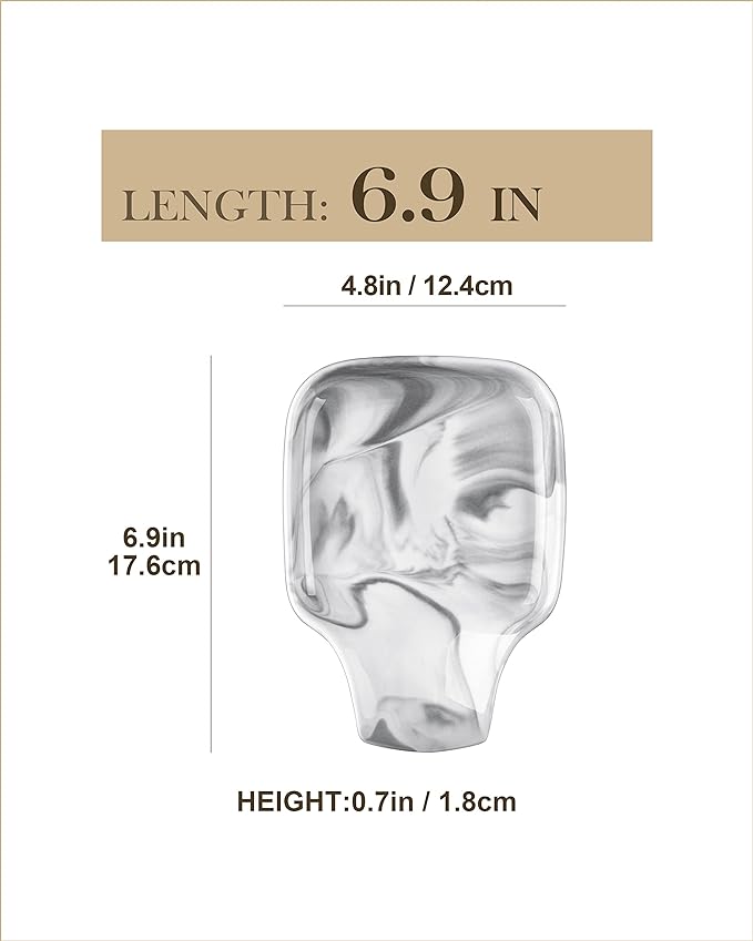 MALACASA Spoon Rest, Large Spoon Rests for Stove Top, Porcelain Spoon Holder for Kitchen Counter, Utensils Rests, Cooking Spoon Holders for Spatula Ladle Tongs, Marble Grey, Series REGULAR