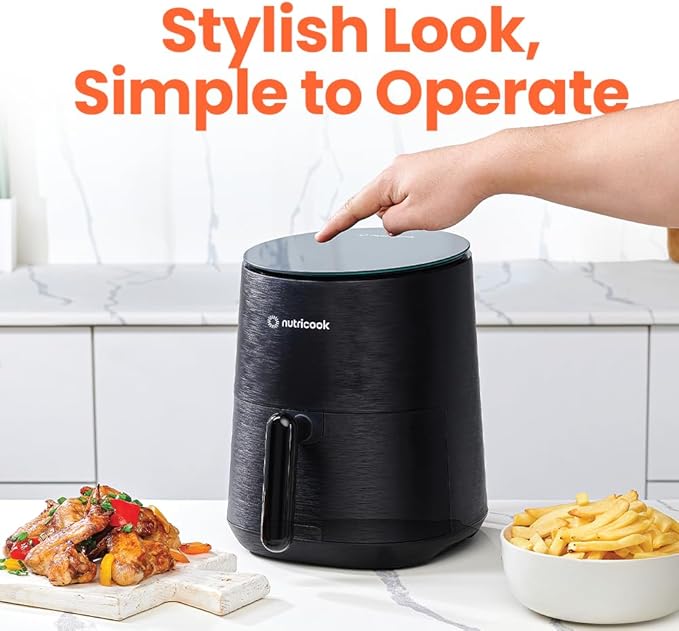 Air Fryer – 8 Preset Functions, Tempered Glass Control Panel, 3.5 Quart Compact Airfryer for Home and Kitchen, Quiet, Small, Non-Toxic, Black
