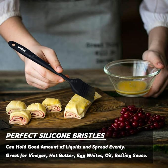 Walfos Silicone Basting Pastry Brush, Heat Resistant Pastry Brush, Perfect for Oil Butter BBQ Grill Baking Kitchen Cooking, Strong Steel Core and One-Pieces Design, BPA Free and Dishwasher safe (10")