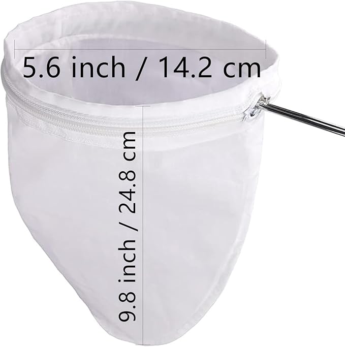 WMKGG Ultra Fine Mesh Strainer Bags, Reusable Mesh Filter Bags with Stainless Steel Handle Frame for Filter NutMilk, Coffee, Milk, Butter, Juices and Fresh Cheese (Small Size)(5.6"Wx9.8"D)