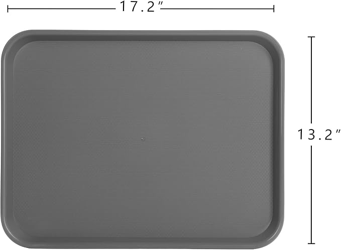 Plastic Cafeteria Trays,Fast Food Serving Trays,13"X17",Set of 6 (Gray)