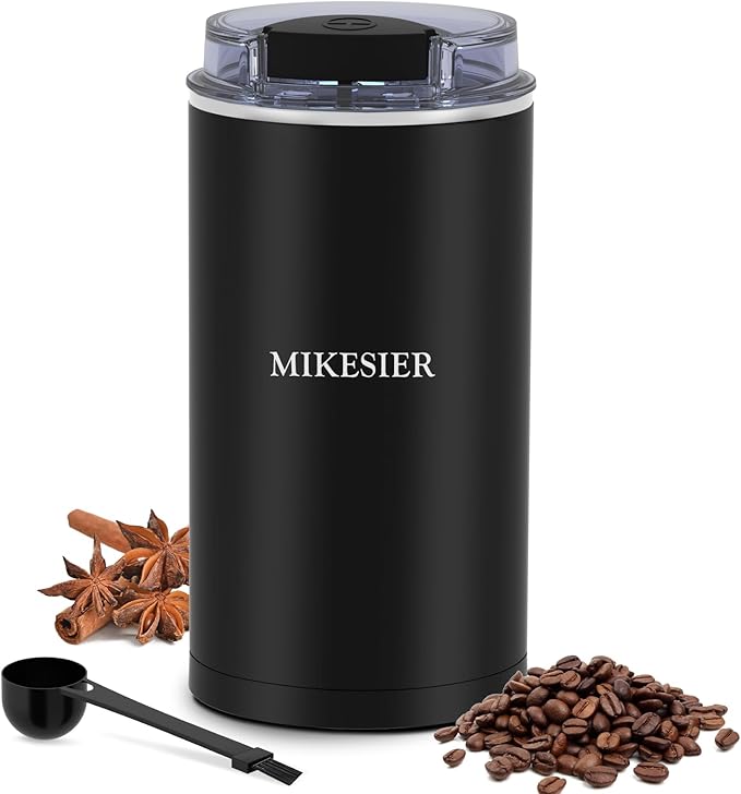 Coffee Grinder, Coffee Bean Grinder Electric, Herb/Spice/Nut Electric Grinder with 304 Stainless Steel Blade One Touch Operation for Kitchen or Home Use, Black