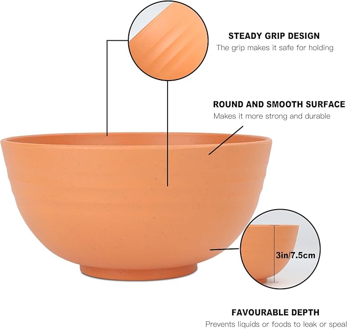 Homienly Bowls for Kitchen Cereal Bowls Wheat Straw Bowls 8 PCS Unbreakable Lightweight Bowl Set Microwave and Dishwasher Safe Bowl,Reusable Bowl Set for Serving Soup,Oatmeal,Ramen,Salad(Multi, 26 OZ)