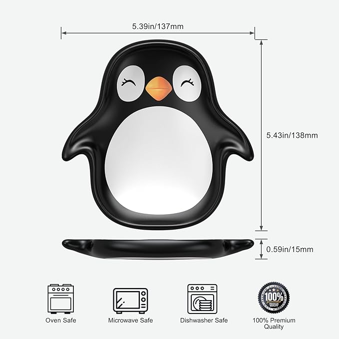 Penguin Spoon Rest for Stove Top – Ceramic Utensil Holder for Kitchen Counter – Cute Cooking Spoon Rest, Spatula Holder, Snack Dish – Unique Kitchen Gift for Holidays, Housewarming
