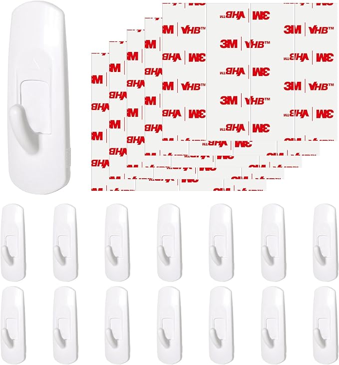 14 Large Hooks for Hanging, Adhesive Wall Strips Hooks Heavy Duty, no Damage Sticky Utility with 18 Strips for Bathroom Towel,Coat,Door,Key
