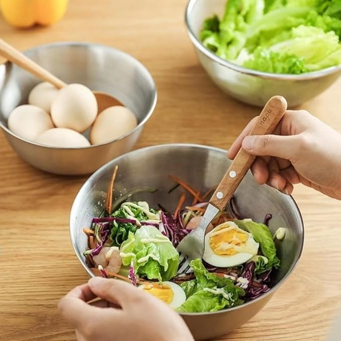MANHONGYU Stainless Steel Mixing Bowls-3 Packs Small Thicker Stainless Steel Flat Bottom Mixing Bowls Set, Home, Refrigerator, and Kitchen Food Storage Organizers