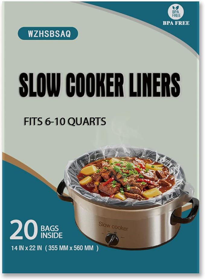 Slow Cooker Liners, 20-Pack Cooking BagsOversized Disposable Pot Liner Plastic Bags, Fits 6QT to 10QTFor Slow Cooker Cooking Tray, 14-Inch x 22-Inch, 20 Liners (20)