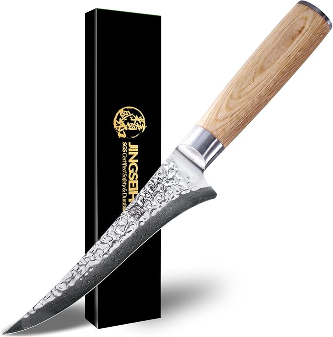 Fillet Knife for Fish and Meat, SGS Certified Ultra and Long-lasting Sharp, VG-10 Core 67Layers Damascus Stainless Steel Fishing Filet Knife, Premium Forged for Filleting and Cleaning
