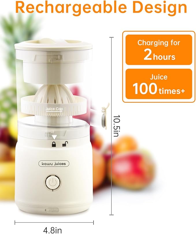 Orange Citrus Juicer, Electric Portable Lemon Juicer,Citrus Squeezer for Lemon Grapefruit Fruit, Small Wireless Juice Machine, Easy Use Orange Squeezer, Easy to Clean